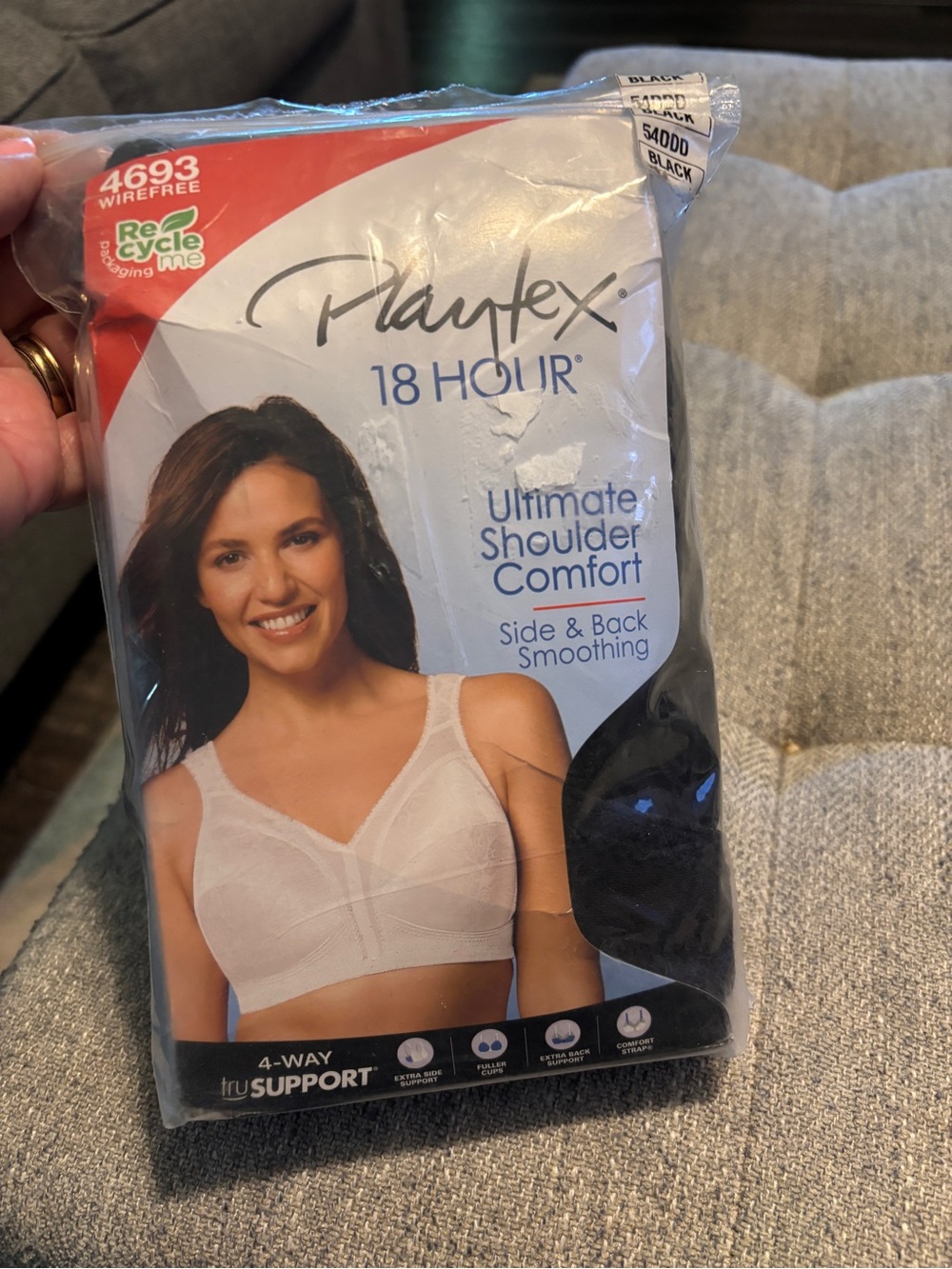 Playtex 18 Hour Bra Sz 54DDD Black